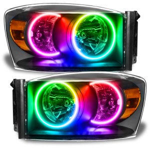 Dodge Ram Headlight Assembly - ORACLE Lighting - ColorSHIFT SMD without Controller - Black - `07-`08